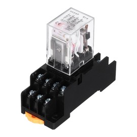 sourcing map 1Pcs AC 220V Electromagnetic Power Relay, 14-Pin 3A Power Coil Relay with LED Indicator and Socket Base DPDT 4NO 4NC - MY4NJ for Industrial, Home Appliances and DIN Rail System