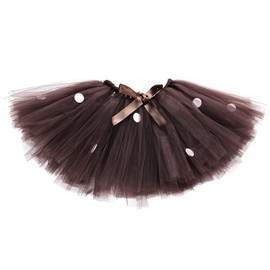 Odizli Christmas Costume Children Girls Elk Cosplay Dress Princess Tutu Tulle Skirt + Reindeer Headband 2-Piece Christmas Outfit (3-8 Years) Dark Brown Elk, Dark Brown Elk