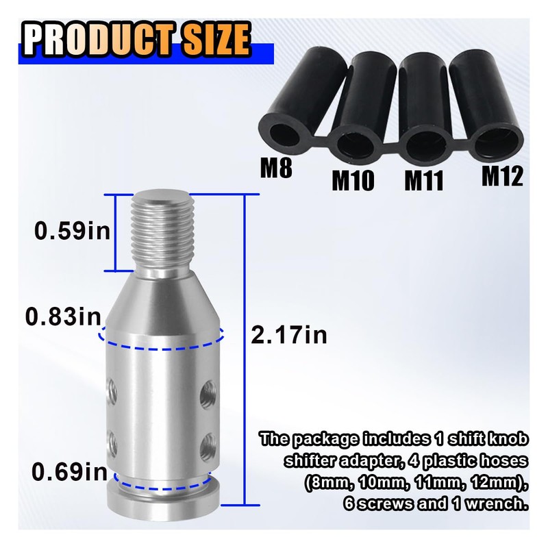 LAINLOY Universal Shift Knob Adapter, M12x1.25 Aluminum Car Gear Shift