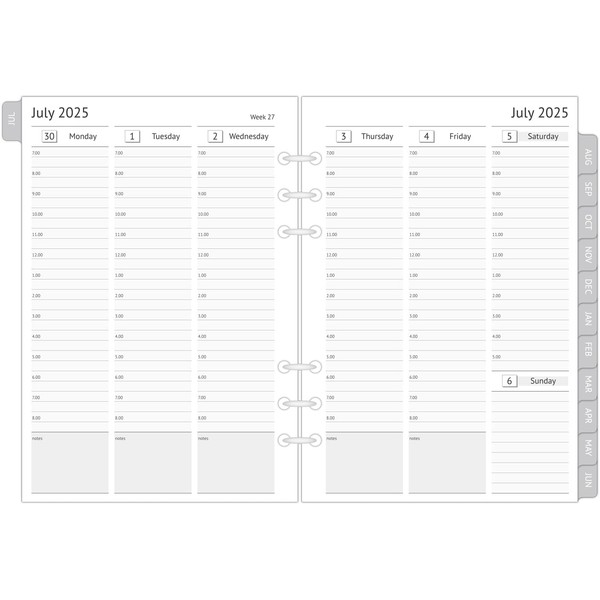 newestor 2025-2026 A5 Planner Inserts, Filofax A5 Compatible, Jul 2025