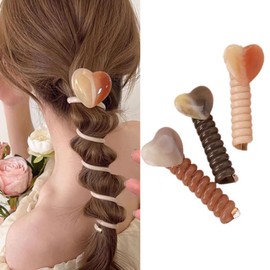 HAPVITAL Coil Pony Spiral Hair Accessory, Adjustable, Korean Style, Fashionable, Popular, Bowknot, Coil Up, Wire Pony Cute, No Traces, Can Be Arranged, All Year-Round Use, School Entrance Ceremonies,