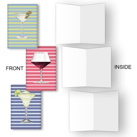 Wright Home & Gift Drinks All-Occasion Blank Note Greeting Cards | 10 Pack Assortment Bulk Variety Set + 10 Envelopes (4x6)