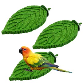 Apatal 3 Pcs Parrot Perch Resin Bird Beak Grinding Stone Leaf Shape Perch Stand Foot Clawing Trimmer Bird Cage Accessories for Cockatiels Conures Budgies Lovebirds (Green)