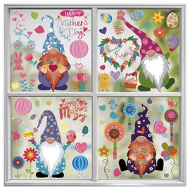 Mothers Day Window Clings 130Pcs Mothers Day Gnome Decorations for Glass Windows,2024 Most Popular Gnome Window Clings,Happy Mother’s Day Window Clings for Anniversary Party Supplies