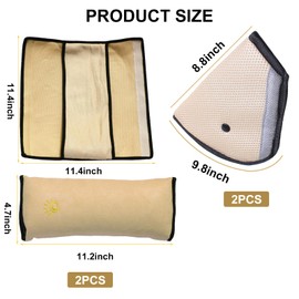 Tickle Car Seat Belt Protector, 2 Pieces Car Seat Belt Pads with 2 Pieces Car Seat Belt Clip Straps Positioner, Seat Belt Pads, Seat Belt Shoulder Pads