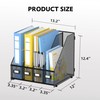 4 Vertical Compartments Magazine File Holder, Metal Binder Organizer, Black