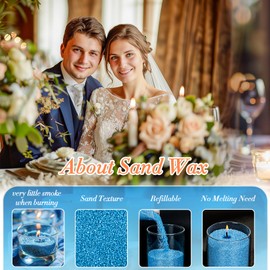 Sukh Blue Candle Sand with Wick - 430G(0.94lb) Sand Candle with Wicks Refillable Candles for Weddings, Parties, Halloween, Christmas