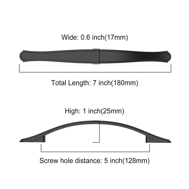 Asidrama 10 Pack 5 Inch(128mm) Matte Black Kitchen Cabinet Handles