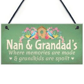 RED OCEAN Nan & Grandad Hanging Wall Plaque Nan Gifts For Grandad Grandma Birthday Home Garden Decor