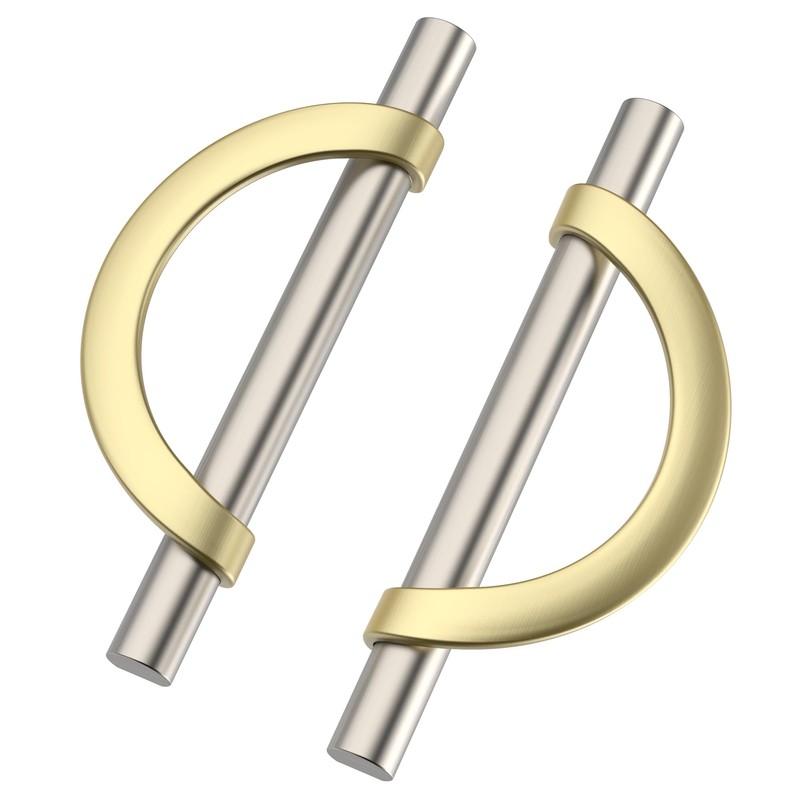9BUILD 6 Pack 96mm Gold Brushed Satin Nickel Cabinet Pulls
