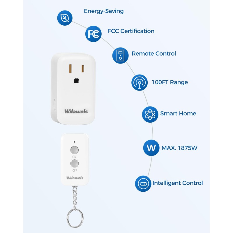 Remote Control Outlet Plug Wireless On Off Power Switch, WILAWELS