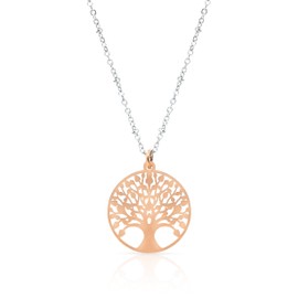 SAGA GIOIELLI® Women's Necklace Stainless Steel Tree of Life Rose, Alloy Steel