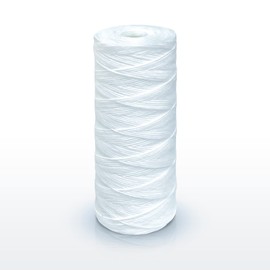 High Capacity Wound String 5 Micron Sediment Water Filter Cartridge 10” x 4.5” Removes Sand, Dirt, Silt, Rust, Extended Filter Life Compatible with 355215-45, 84637, PC10, WP1097P, WPX597P (4 Pack)