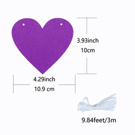 FAZHBARY 2 Pack Violet Heart Garland Valentines Heart Banner Heart Decorations for Bachelorette Wedding Anniversary violet Party Decorations