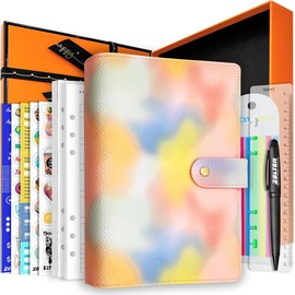 PU Leather Personal Notebook Planner with 67 Pages Loose-Leaf Papers 6 Holes Ring Binder Pen Holder Magnetic Buckle (Pink Dream,A5 Gift Box)