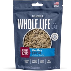Whole Life Pet Healthy Skin and Coat Cat Supplements for Dry Skin, Allergy & Stomach Relief, Cat Immune & Digestive Support - Probiotics & Omega 3 for Cats, Cat Food Add Ins - 30-Day Supply