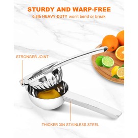 Brigii Lemon Squeezer Juicer for Lime and Lemon, Heavy-Duty 304 Stainless Steel, High Juice Yield Manual Juicer, Ergonomic Handle, Dishwasher Safe