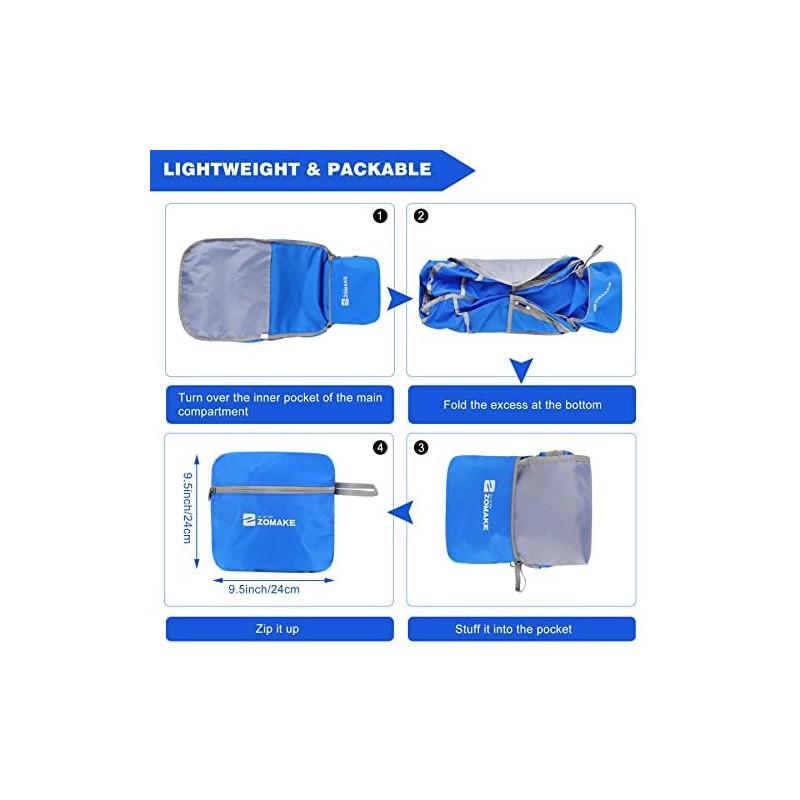 ZOMAKE Foldable Backpack 35 L, Large Lightweight Backpacks Waterproof Hiking