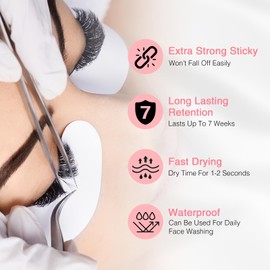 EMEDA Professional Lash Extension Glue - 0.5S/1S/2-3S/ Fast Drying/Strong Hold/Waterproof/Hypoallergenic/Latex-Free Eyelash Glue for Individual Lashes 7 Weeks Long Lasting(Black 0.17 fl.oz 1-2 sec)