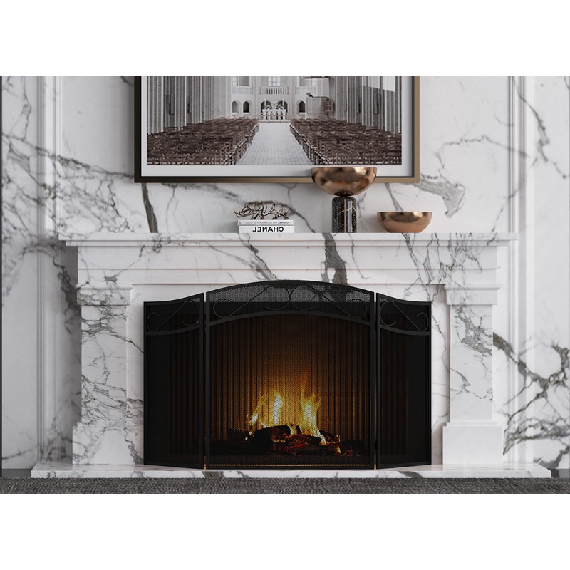 Fire Beauty Fireplace Screen for Wood Burning Fireplace Foldable 3