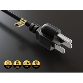 CableLeader Power Cord Splitter Cable, 2 NEMA 5-15R to 1 NEMA 5-15P - Splitter Cord, Y Power Cable, Power Cord Extension and Splitter, UL Listed, 14 inches / 16 AWG, Black, Pack of 1