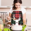 Geyoga 2 Pieces Christmas Aprons for Women Buffalo Plaid Check