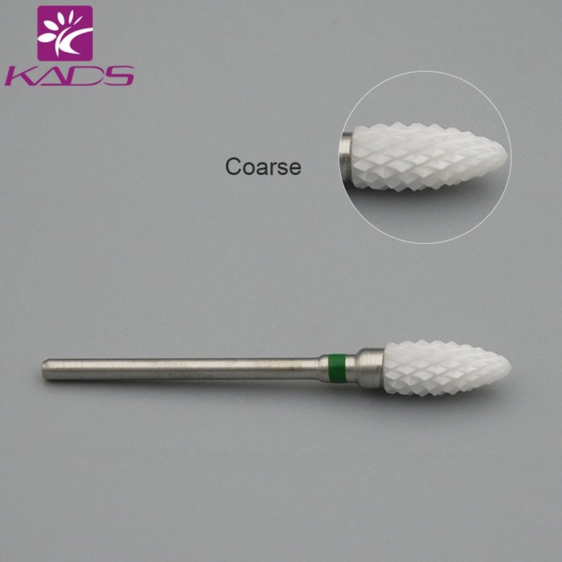 KADS 3Pcs Ceramic Nail Drill Bit Flame/Bullet Shaped Electric Rotary