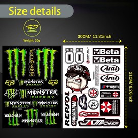Bicycle Sticker Two Sticker Motorcycle Sponsor Sticker Beautiful and Good Looking Racing Sticker Monster Scratch Strip Sticker Suitable for Motorcycles Luggage Guitars etc. Motorcycle Sticker