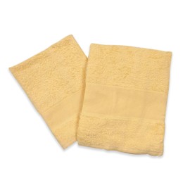 Panini Tessuti, Set/Pair of Large and Small Towels. Aida Fabric for Embroidery 100% Cotton Sponge - Guest Towels, Bathroom Towels (Yellow, WITHOUT EMBROIDERY)