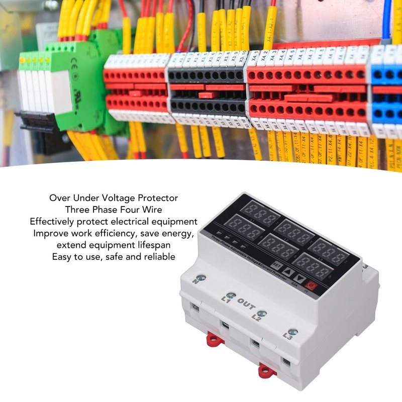 Under Over Voltage Protector 63A 3 Phase 4 Wire Adjustable