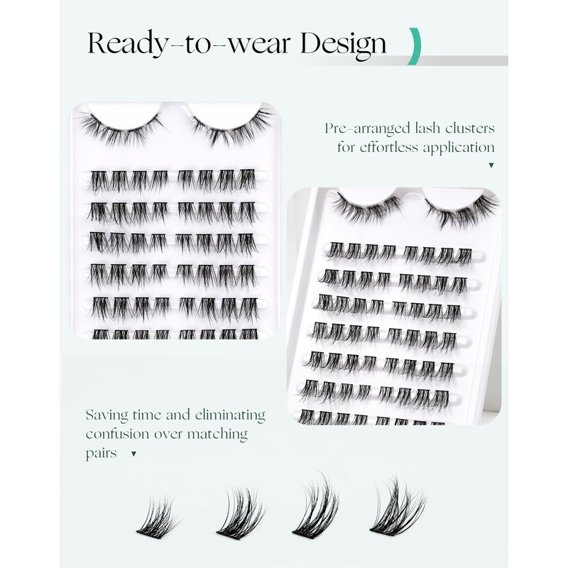 Onlyall Lash Clusters Eyelash Extensions Pre-styled False Eyelashes Clusters Natural