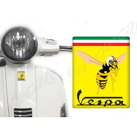 Front Badge Overlay 3D Decal domed for the front (horncasting) badge of your vespa, with the Mio Vespa Logo on Yellow and Italian - Italy flag for various Vespa models by MioVespa Collection