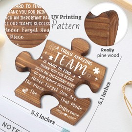 Team Appreciation Gifts, Puzzle Piece Thank You Plaque for Team Members, Employee Recognition, Motivational Puzzle Decor AXX23