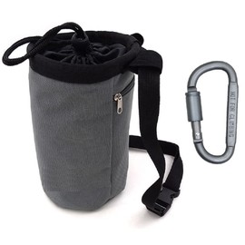 HOUSON Climbing Chalk Bag, Polyamide, Blue with Carabiner, Drawstring & Zip Closure, Secret Compartment, Wide Use