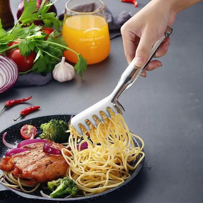 HZIYOU 3Pcs Spaghetti Spoon and Pasta Tongs Stainless Steel Comb