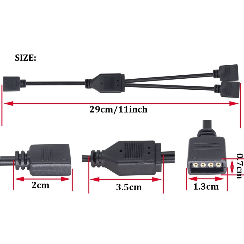 HCFeng 4 Pins Y-Splitter 2way Cable 4 Pin Y Splitter