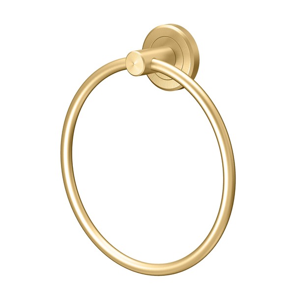 Gatco 4232 Latitude II, Towel Ring, Brushed Brass/Wall Mounted 6.50" Towel Ring for Bathroom/Hand Towel Holder