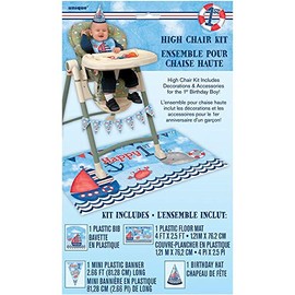 Unique Little Sailor Nautical 1st Birthday High Chair Decorating Kit, Assorted, Multicolor