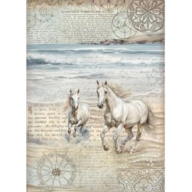 Stamperia A4 Rice Paper for Decoupage - Silent Sea - Horses