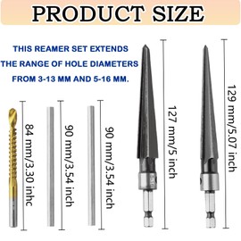 JONMON Tapered Reamer Set and Side Cutting Drill Bit, 3-13mm & 5-16mmHand Reamer Bit with 6mm HSS Drill Bit, T Handle Taper Bridge Pin Hole Drilling Tool for Plastic Wood Reaming