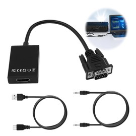 Hdmi to Vga Adapter With 3.5mm Audio Jack, Hdmi Male to Vga Female Converter for Tv Stick, Laptop, Pc, Monitor, Projector, More – Full Hd 1080p (Black)