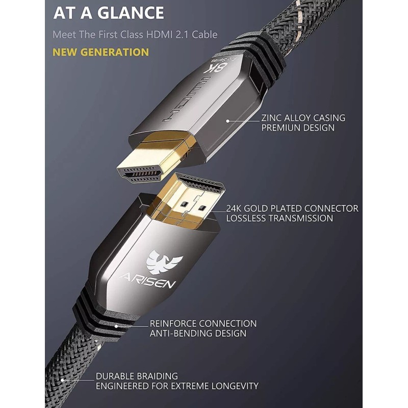 Arisen Pro Series 8K Ultra High Speed HDMI Cable -