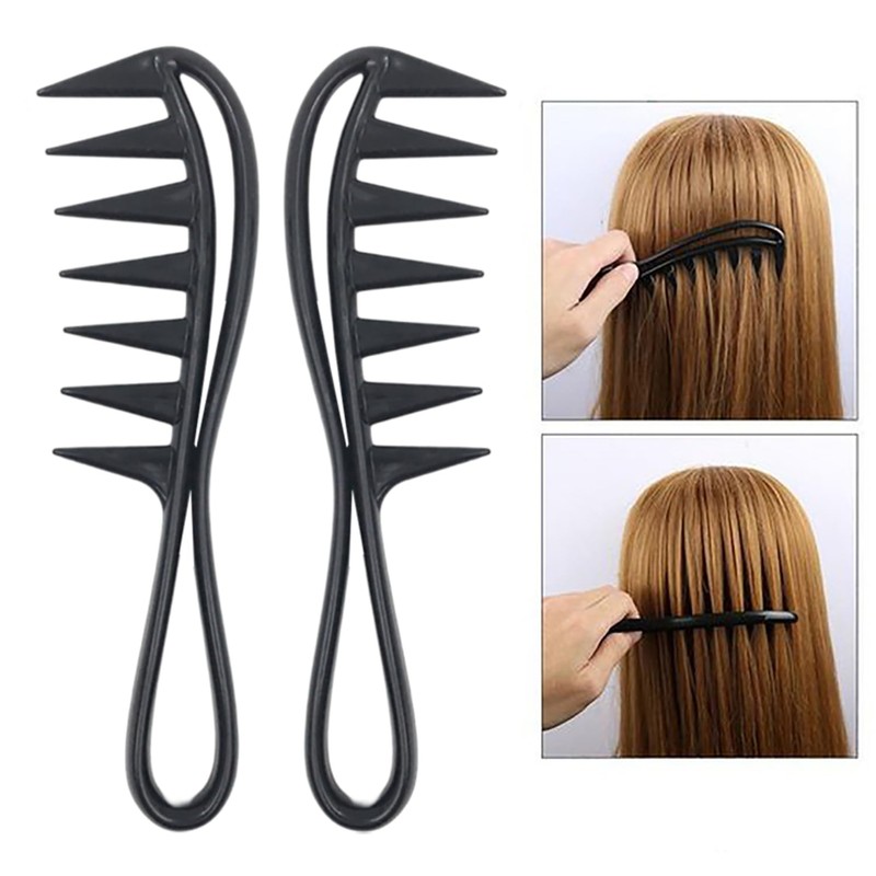 Pack of 2 Shark Tooth Combs, Wide Tooth Combs, Antistatic