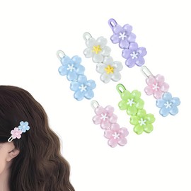 6Pcs Flower Hair Clip for Women Small Cherry Blossom Barrettes Hairpins for Girls Birthday Party Floral Hairpin Cute Alligator Hair Barrettes Decorative Hair Accessories Mixed Color Hairclips