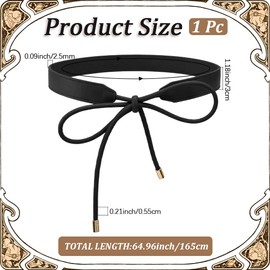 CALFOVERA Women Boho Skinny Dress Belt PU Leather Tie Knot Waistband Cord Fashion Knotted Thin Waist Rope Belt Decoration Accessoties for Women Dresses Coat Sweater 1.8 Yards (Black)