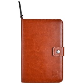 Handy Picks Golf Scorecard Holder n Yardage Book Cover - Divot Repair Tool, Ball Marker, Golf Tees, Scorer, Pencil n Scorecards Included - Gift for Golfers (Light brown)