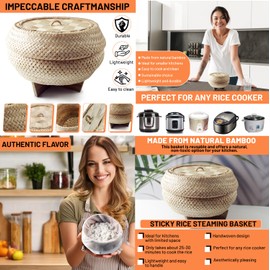 Sticky Rice Pressure Cooker Slow Cook Set Bamboo Basket Steaming Kit Recipe With Water