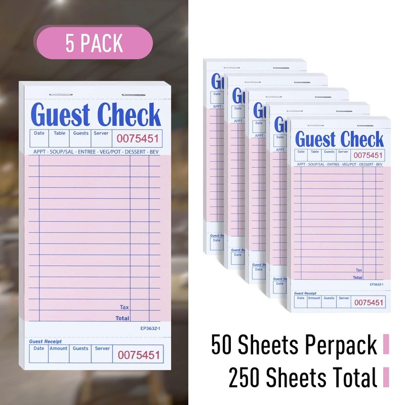 DGBDPACK Guest Check Pads for Servers - Thick Paper (6