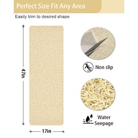 Non Slip Shower Mats for Inside Shower, 17x47 Inch, Anti-Slip Bathtub Mats for Bathroom, Foot Scrubber Loofah Bath Mats for Shower, Quick Drying Shower Stall Mats for Wet Areas (Beige)