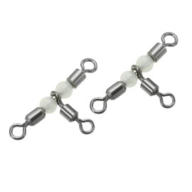 PATIKIL 3 Way Swivel 0.7x0.4 Inch, 30 Pack Cross Line T Turn Rolling Terminal Tackle with Luminous Beads for Catfish Surf Rig, Black